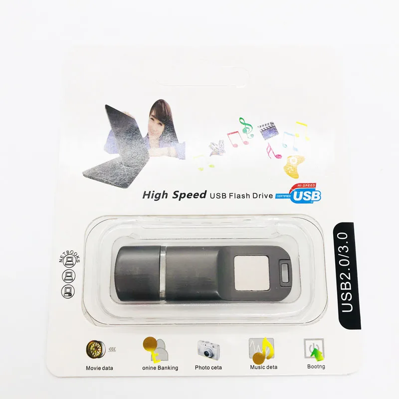 
Factory Price 32/64GB Pen Drive Fingerprint Encryption Pendrive USB Flash Disk 