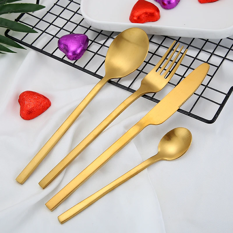 Western Flatware Set Reusable Stainless Steel Cutlery Set with Knife Fork Spoon for Tableware