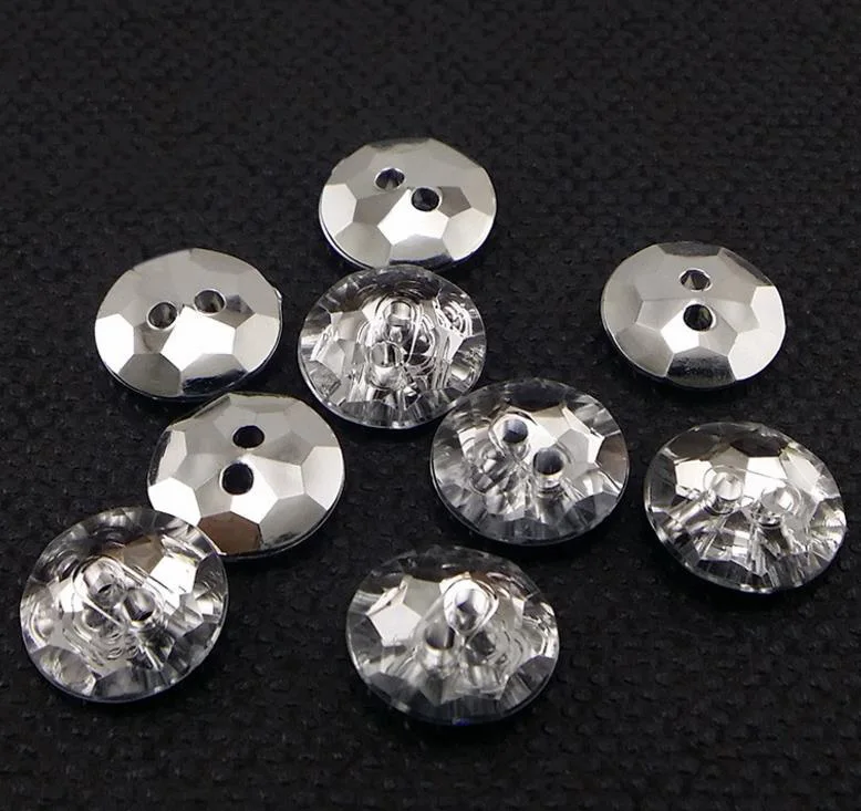 Crystal Clear Rhinestone Sewing Buttons Jewelry Scrapbooking Flat Round Faceted