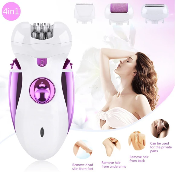 4 in 1 Rechargeable Callus Remover with Removable Head Hair Clipper/Lady Shaver and Epilator
