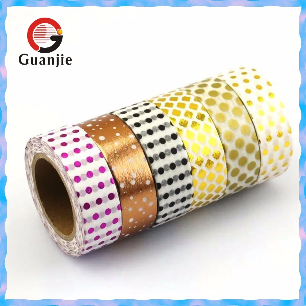 High quality custom foil washi tape/ gold or silver hot stamping washi tape