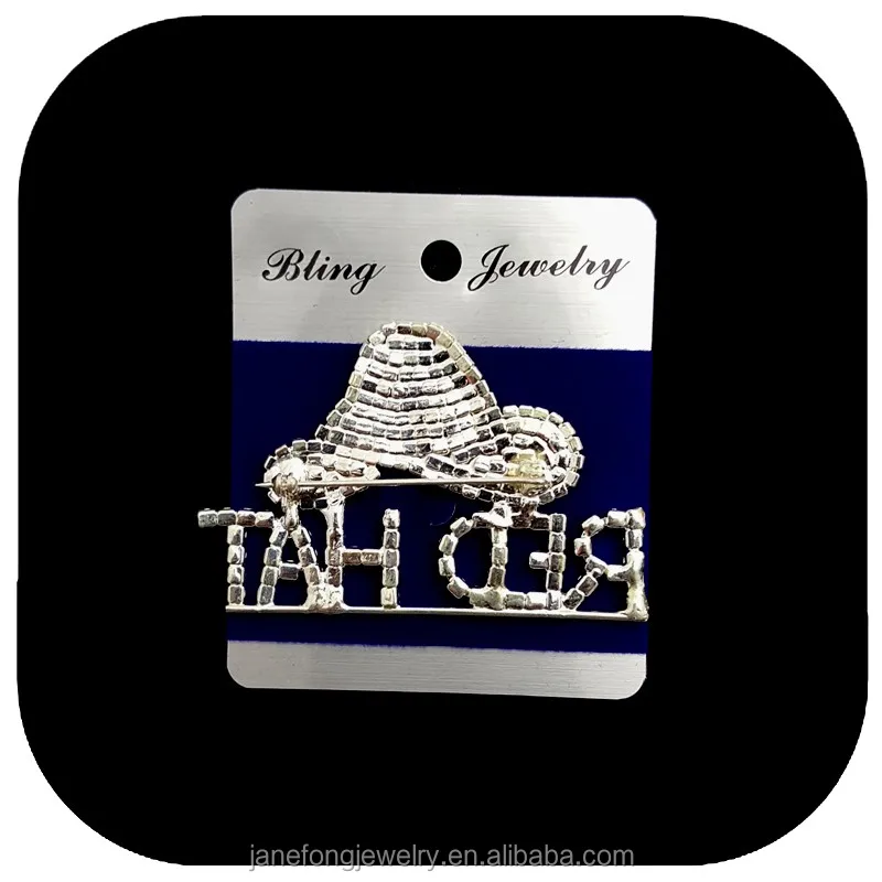 Red Hat Crystal Rhinestone Brooch Pins Crystal Beads Letters Women Brooch