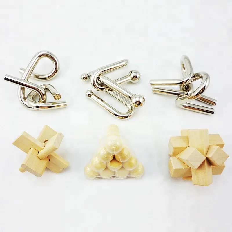 Деревянная коллекция головоломок и наборы металлических игрушки-головоломки подходящие для детей взрослых