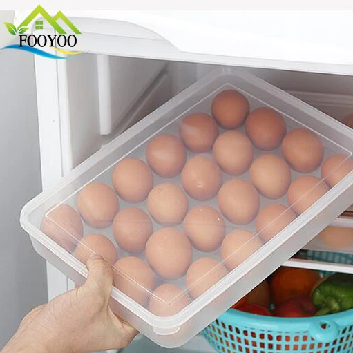Оптовая продажа, большой прямоугольный 24 яичный лоток, контейнер для хранения, холодильник, пластиковый контейнер для яиц