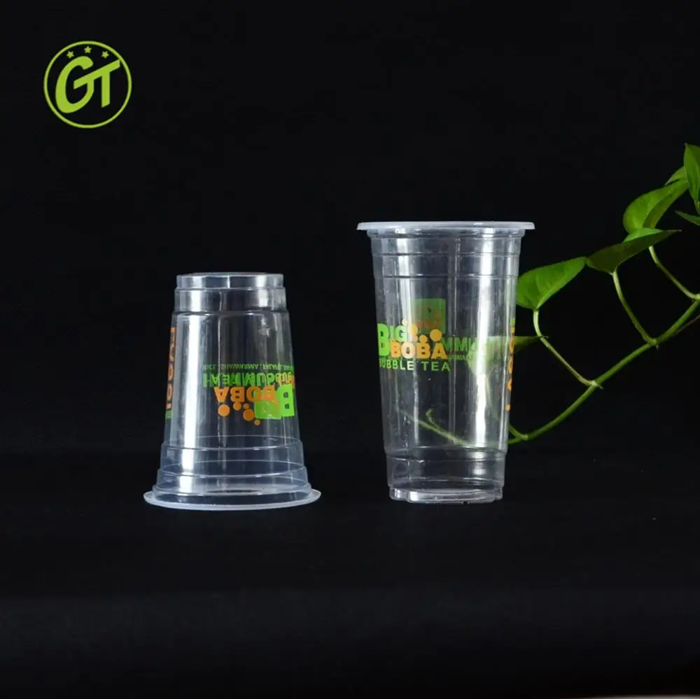 Disposable Plastic Cup for Juice Beverage Bubble Tea Cups with Straw Juice and milkshakes takeaway glasses