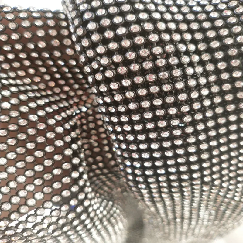 
Chinese factory bulk shoes rhinestone mesh fabric crystal trim bling beaded applique 