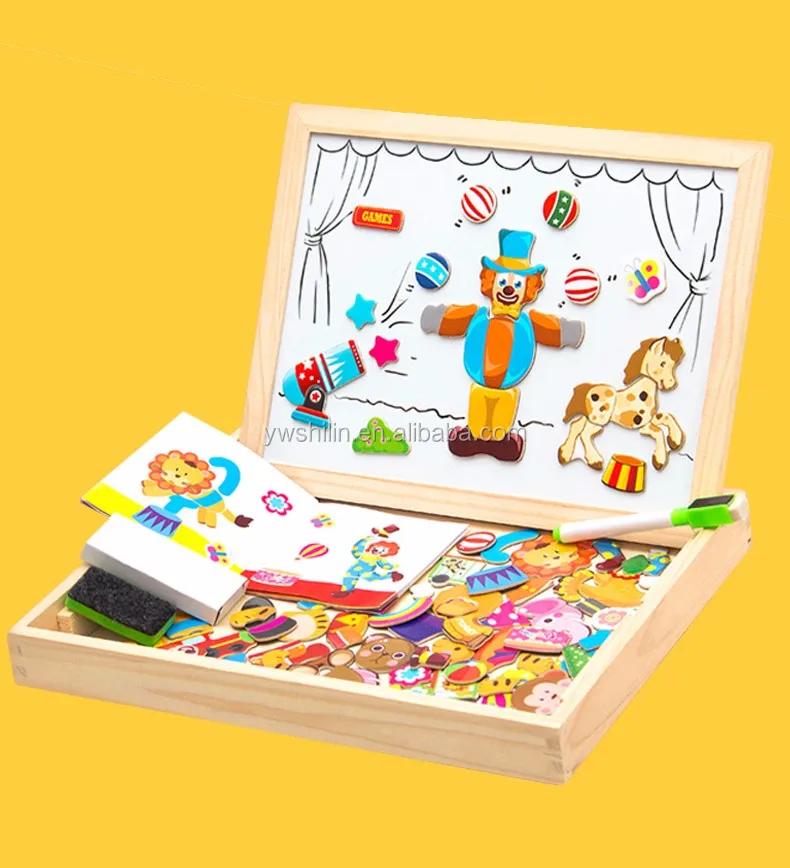 Wooden Magnetic Puzzle Games with Double Sided Magnetic Boards