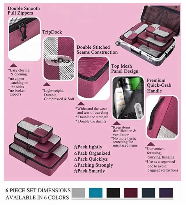 
Packing Cubes for Carry on Luggage Travel Accessories 6PCS 