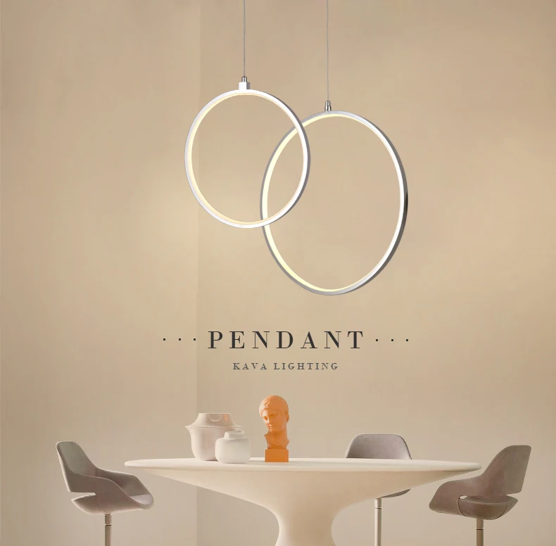 Modern Nature circle  White LED Acrylic Pendant Light Remote Control Included With 1 Ring chrome Finish