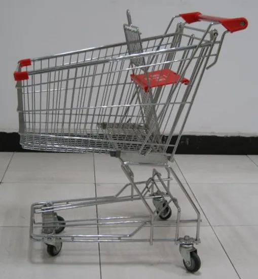MOQ 20 PCS 62L Asian Style Supermarket Shopping Trolley, Store Push Cart