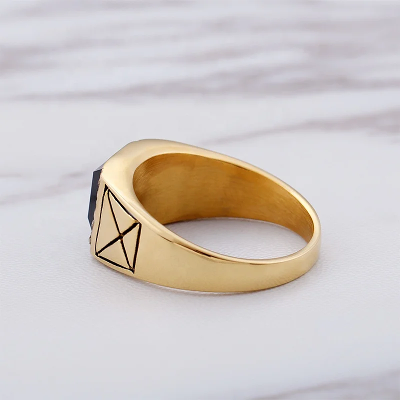 
Wholesale Jewelry India Men Gold Ring Design Black Onyx Gold Ring For Men 
