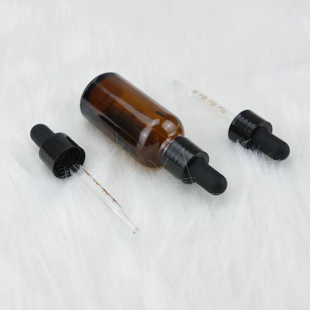 18mm glossy dropper cap with food grade graduated glass pipette for essential oil bottle vials