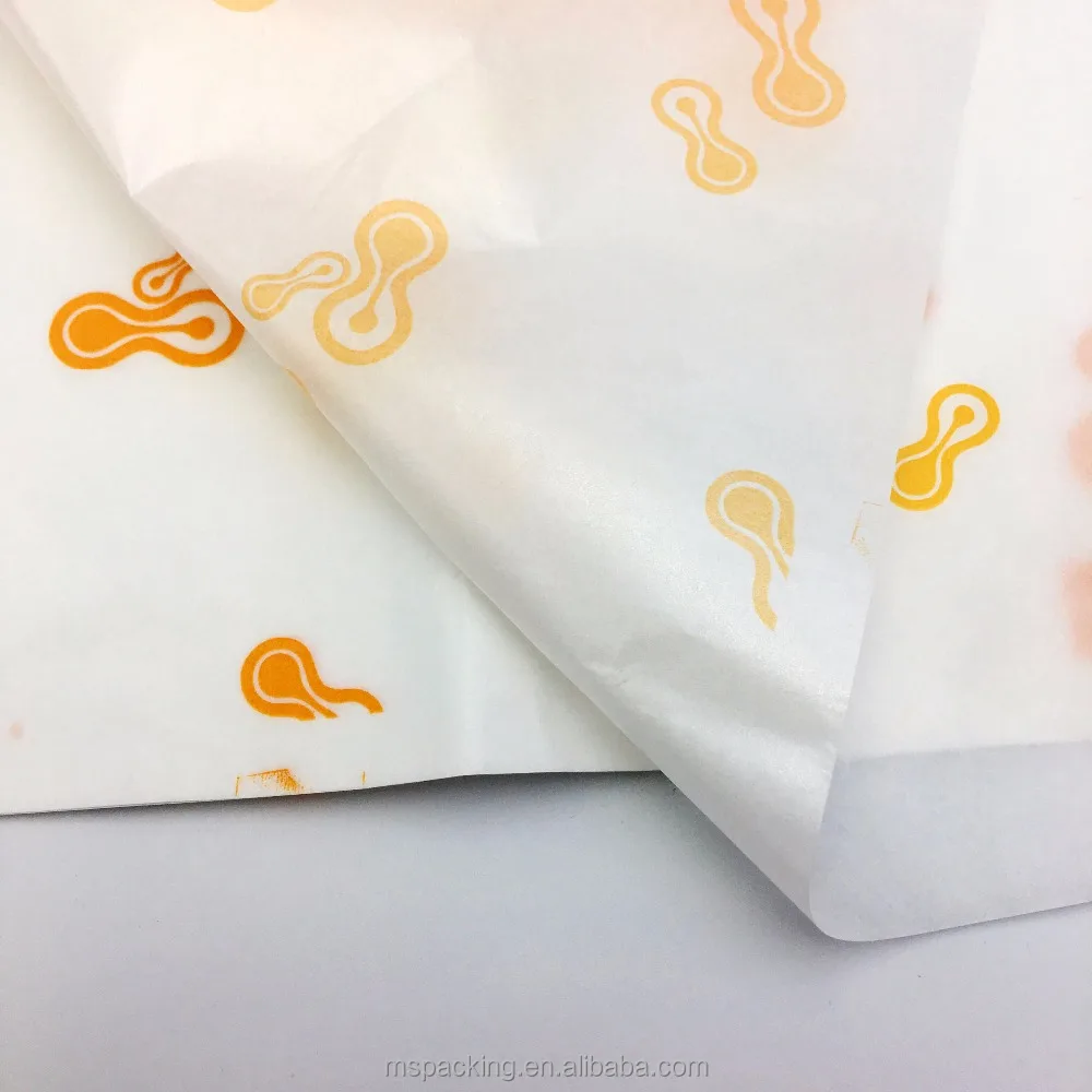 Custom Printed Burger Wrapper Wax Paper Hamburger Greaseproof Coated Paper Food Wrapping Paper With Customized Design