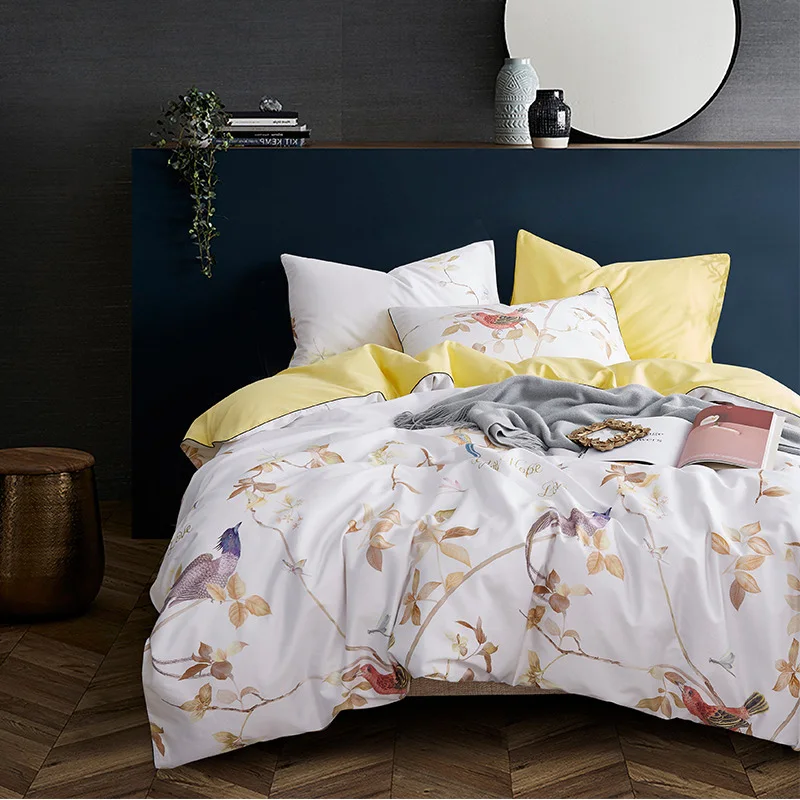 60S combed 100% egyptian cotton home bedding 3d digital print queen size bedding set