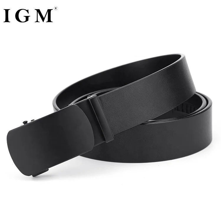 Top Brand Men Business Used Slim 100% Plain Cow Full Grain Automatic Buckle Leather Belt