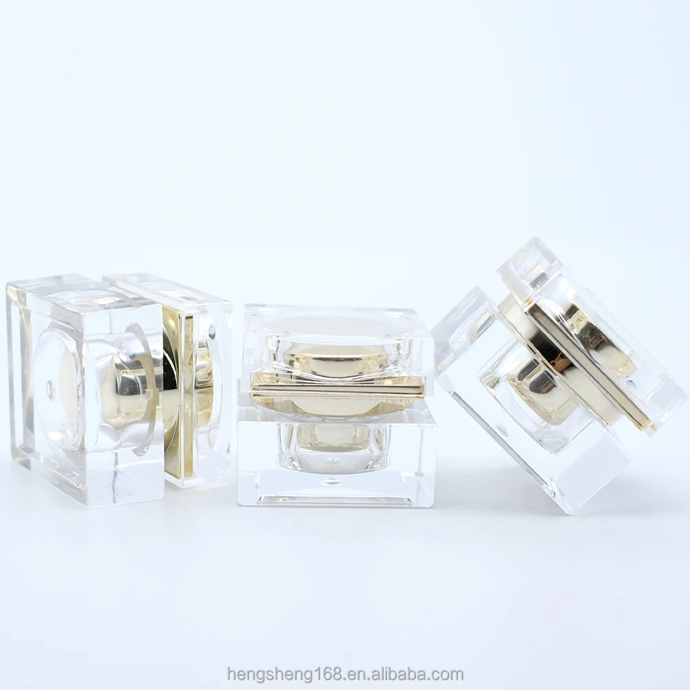 
Hengsheng factory empty clear plastic square PMMA 3g small cream jar with lids 
