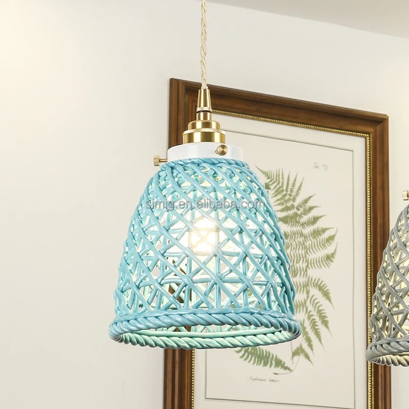 Simig lighting modern brass color E27 holder Ceramic white lampshade Ceramics pendant lamp