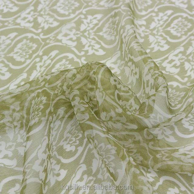 100% шелковый креп-Жоржет с белым фоном и светло-желтым небольшим цветочным принтом