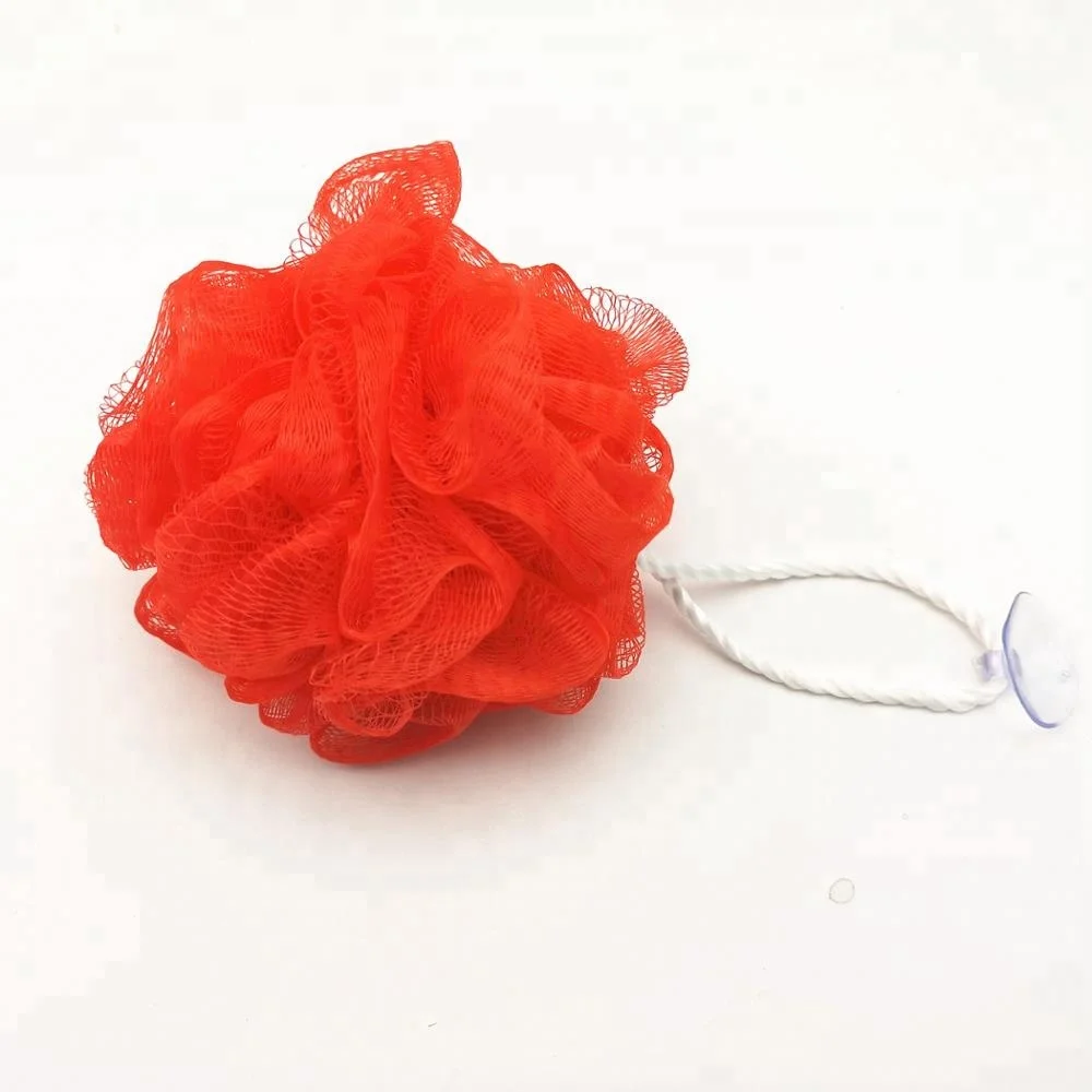 Hotselling Colorful mesh showersponge bath  ball loofah bath sponge with suction cup