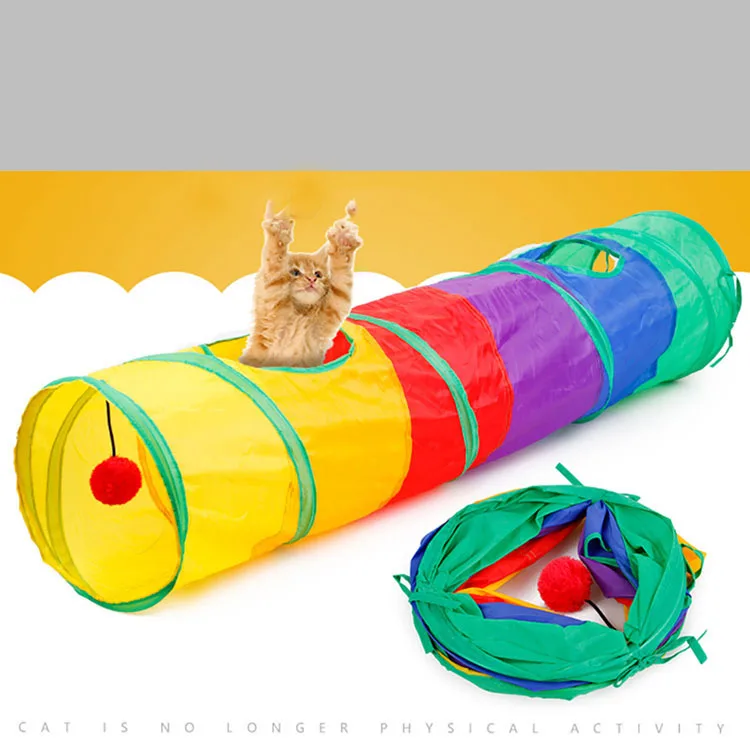 Pet Products Hot Sale Interactive Cat Toys Foldable Smart Pet Cat Tunnel Collapsible Colorful Rainbow Cat Tunnel Toys Wholesale