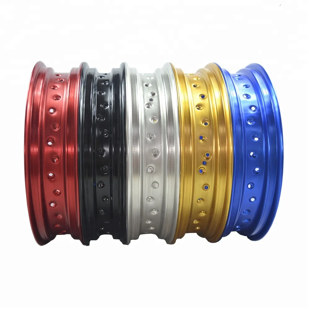 Gold, green, red, blue, 36 spoke motorcycle aluminum wheel rim