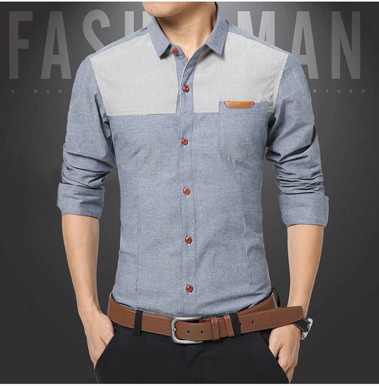 new design cutaway collar casual mens denim shirts