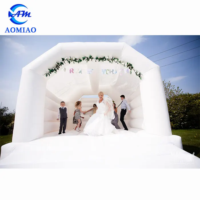 
High quality funny inflatable bounce house white bouncy castle for wedding 