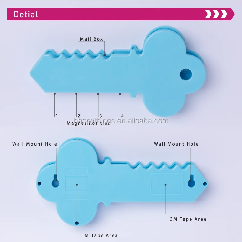 Factory Direct Simple Design Key Shape Letter Holder Mounted on the Door Plastic Key Holder For Multiple Keys
