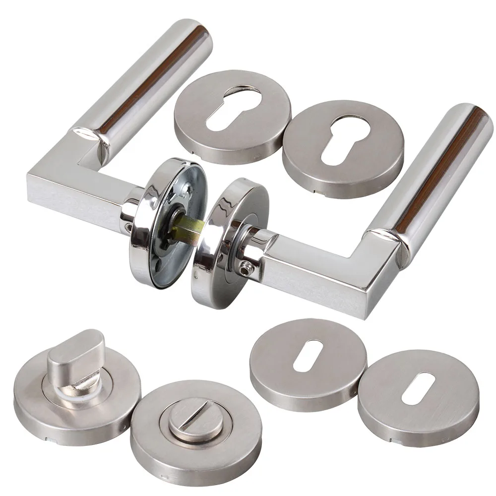 Набор квадратных ручек для дверных ручек из нержавеющей стали 201 304 с цилиндром/ключом/унитазом