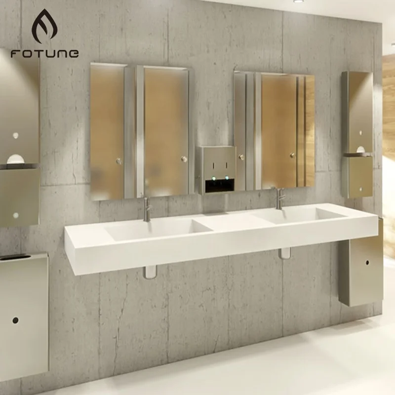 Custom solid surface sink material public wash hand basins sink vanity
