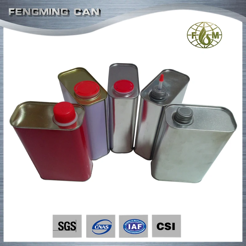 2 liter white jerry can square oil tin can with flexible spout lid