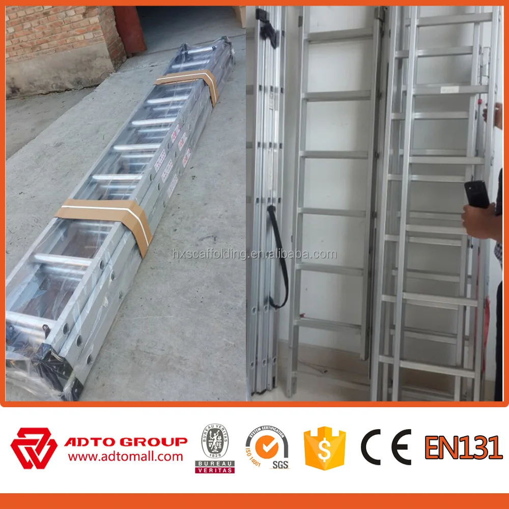 ADTO 6m 5m 4m 3m 2m Square Pipe Straight Aluminum Step Ladder with Custom Logo