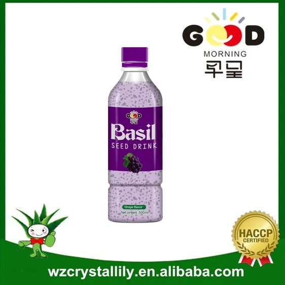 BRC Certification basil seed drink 290ml glass bottle chia seeds drink OEM factory