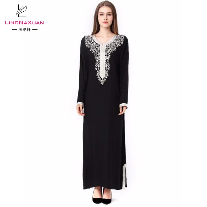 
Fashion Hot Sale Solid Turkey Muslim Long Gown Dress for Women 