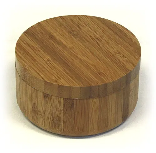Simply Bamboo Wooden Round 2-Compartment Salt Box Removable, Rotating, Magnetic Top