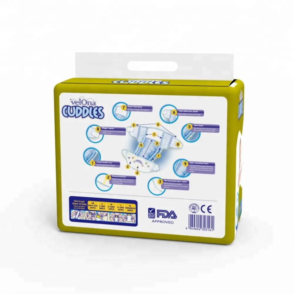 Velona Cuddles T Shape big elastic tape sell well in Srilanka innovative soft and dry baby diaper