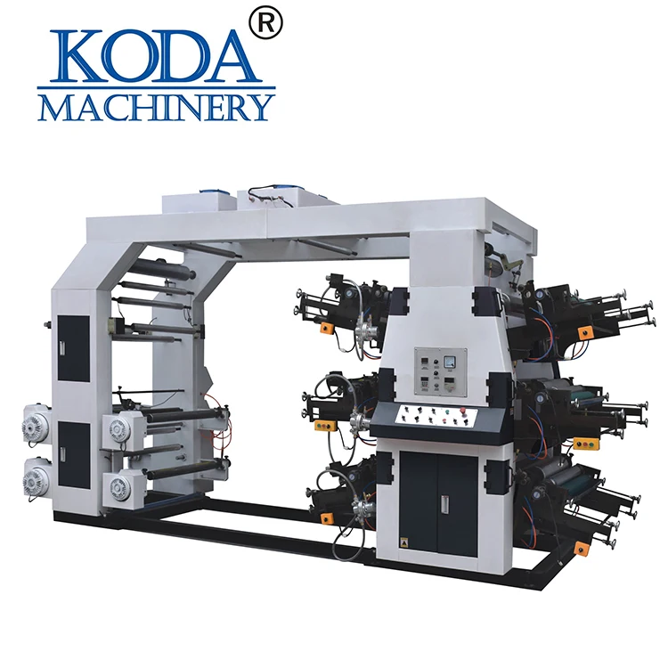 
China 6 Colors Plastic bag roll flexo printing machine with 600mm width 
