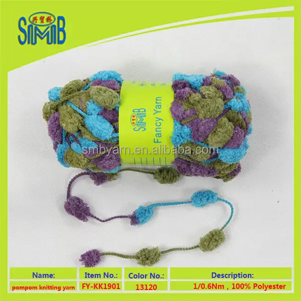многоцветный пинг-понга рука вязание фасонной пряжи для вязания шарфа с помпонами