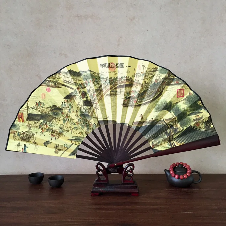 Chinese Bamboo round Paper Fan large with full color printing