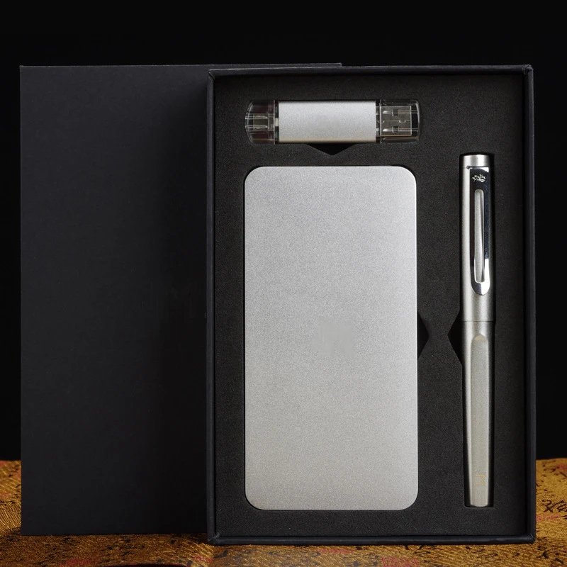 Premium business promotional gift customized logo printing 6000mAh slim power bank business gift set