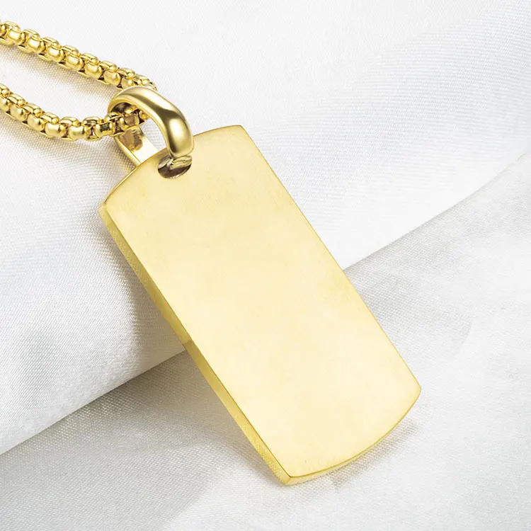 Promo Dog Tag Pendant High Quality Hip Hop Men Stainless Steel Gold Plating CZ Cross Piece Pendant
