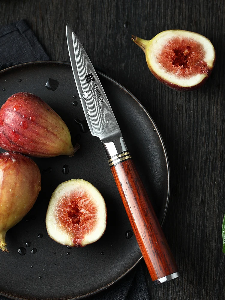 Professional Japanese classic 3 inch rosewood handle Damascus steel kitchen paring knife