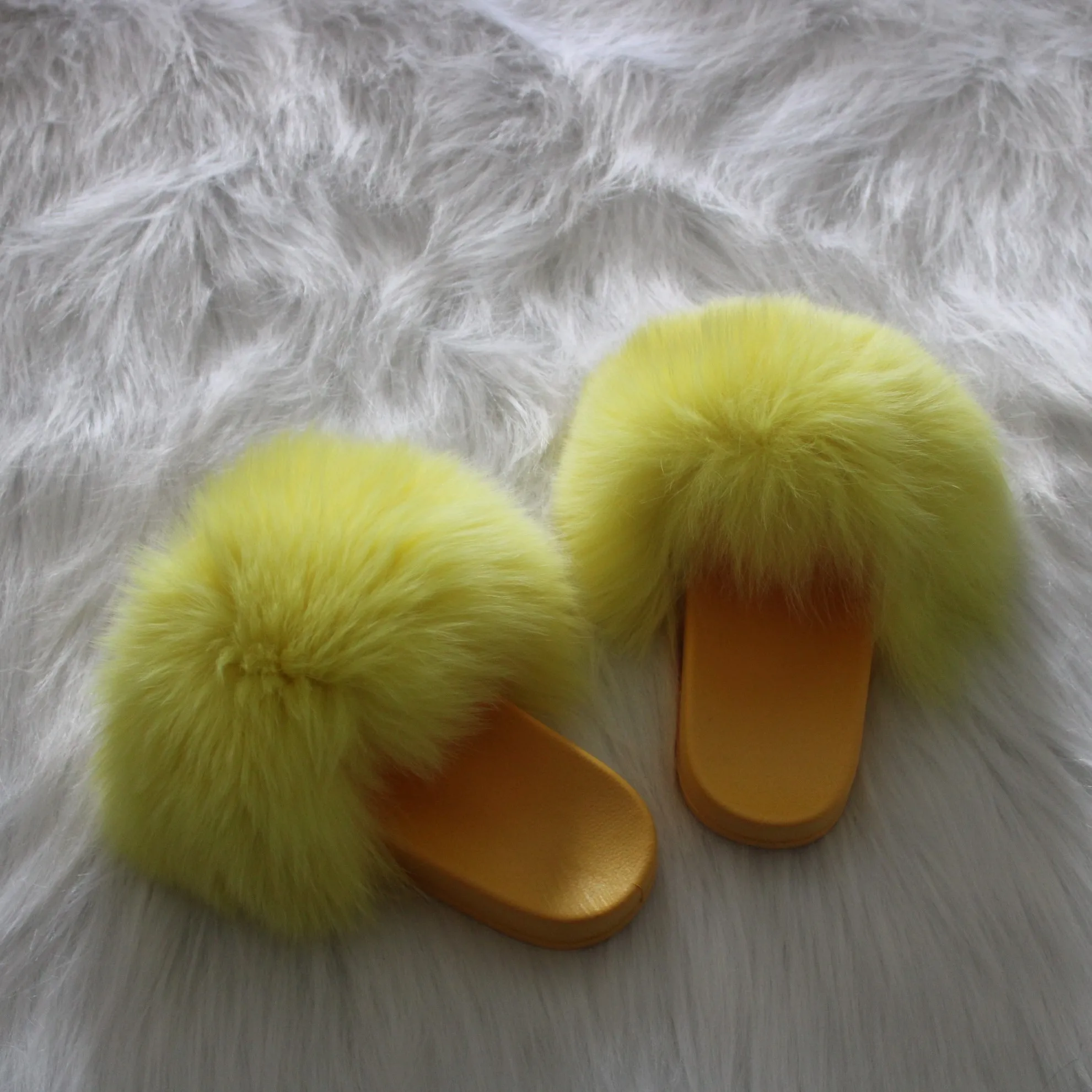 Высокая qualitycolored подошва 2019 желтая подошва, в комплекте очистка пожелтевших ботинки на лисьем меху шлепанцы без задника с открытыми пальцами с лисьим мехом Тапочки