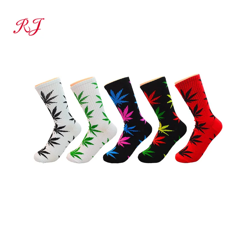 RJ-II-0742 marjuana socks cheap weed socks maple leaves socks