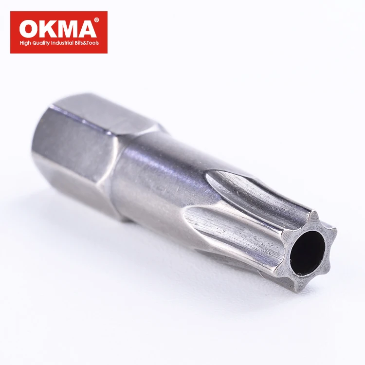 High quality Material S2 CNC machining torx power driver bit H1/4 25mm T32 torx 32 Screwdriver Bits with hole