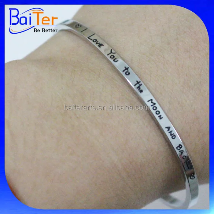 Custom Engraved 925 Sterling Silver Bracelet /Hand Stamped 925 Silver Inspire Cuff Bangle Bracelet Jewelry