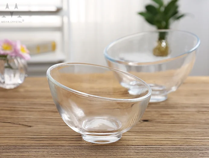 Machine press slant mouth glass bowls,clear slant clear glass  bowl