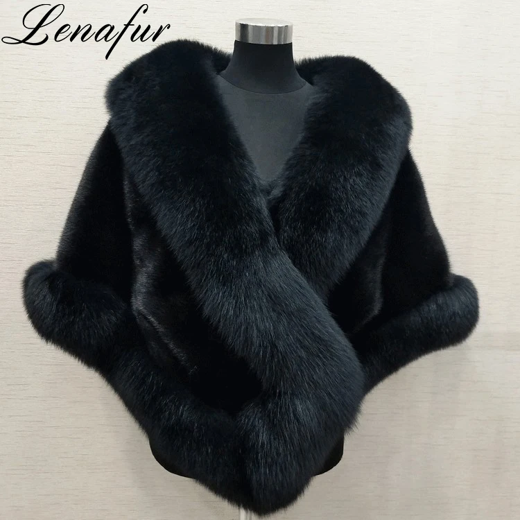 Черные, белые, красные, синие, хаки Зимние Модные теплые накидки из искусственного меха норки, пончо из искусственного меха норки, шали из искусственного меха норки для женщин