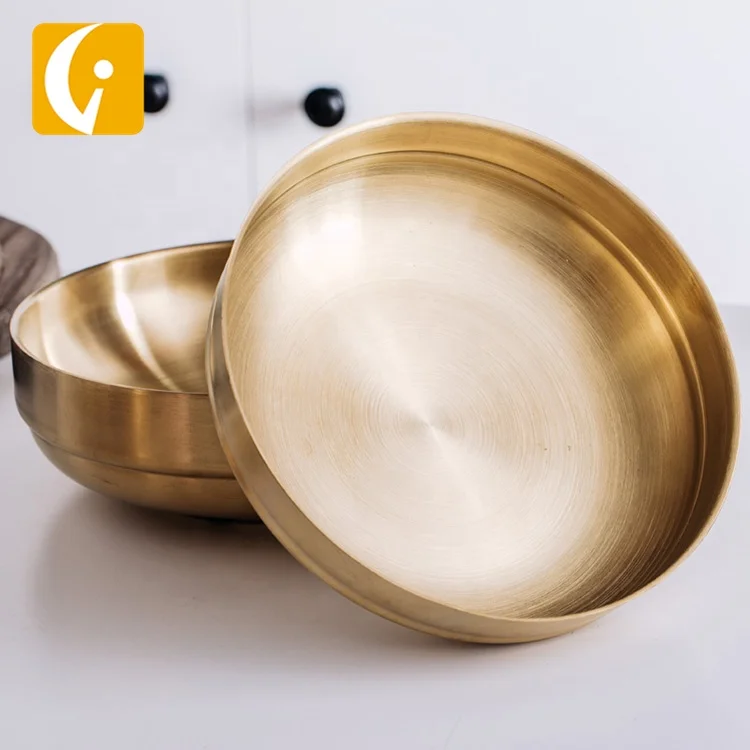 korean stainless steel golden mixing bowl  for rice or noodle and soup bowl