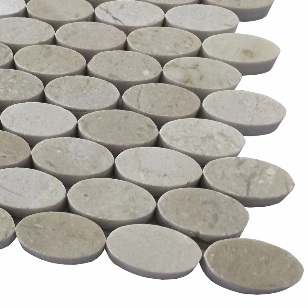 Marble products cheap beige marble round mosaic tile interior tile